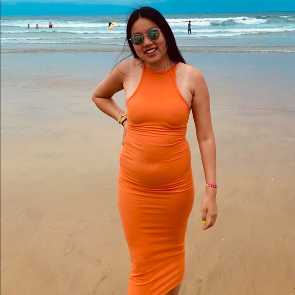Nasty Gal Orange Halter Maxi Dress - Picture 6 of 10